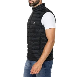 Gilet smanicato da Uomo nero trapuntato con chiusura zip Carrera Jeans