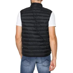 Gilet smanicato da Uomo nero trapuntato con chiusura zip Carrera Jeans
