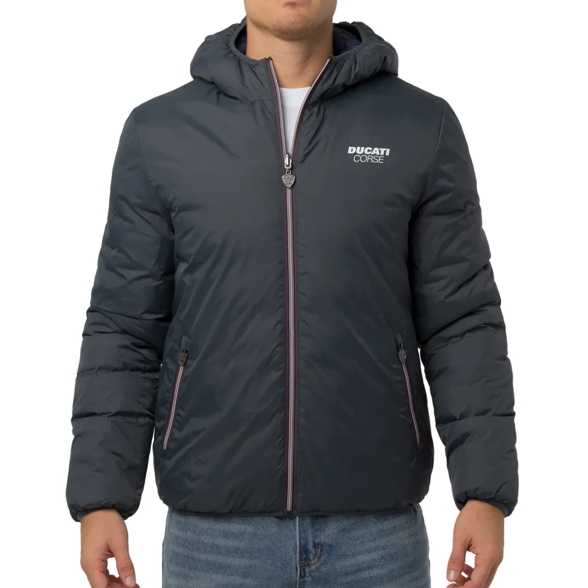 Giubbotto Double-Face Uomo grigio e blu con cappuccio Ducati Corse