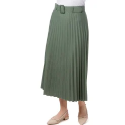 Gonna effetto plissettato da Donna verde militare con cintura Swish Jeans