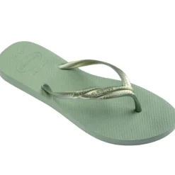 Infradito da Donna verde salvia con fascette metallizzate Havaianas