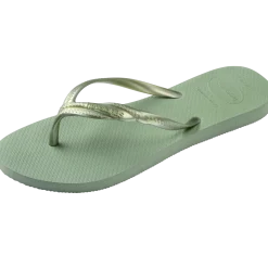 Infradito da Donna verde salvia con fascette metallizzate Havaianas