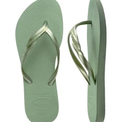 Infradito da Donna verde salvia con fascette metallizzate Havaianas
