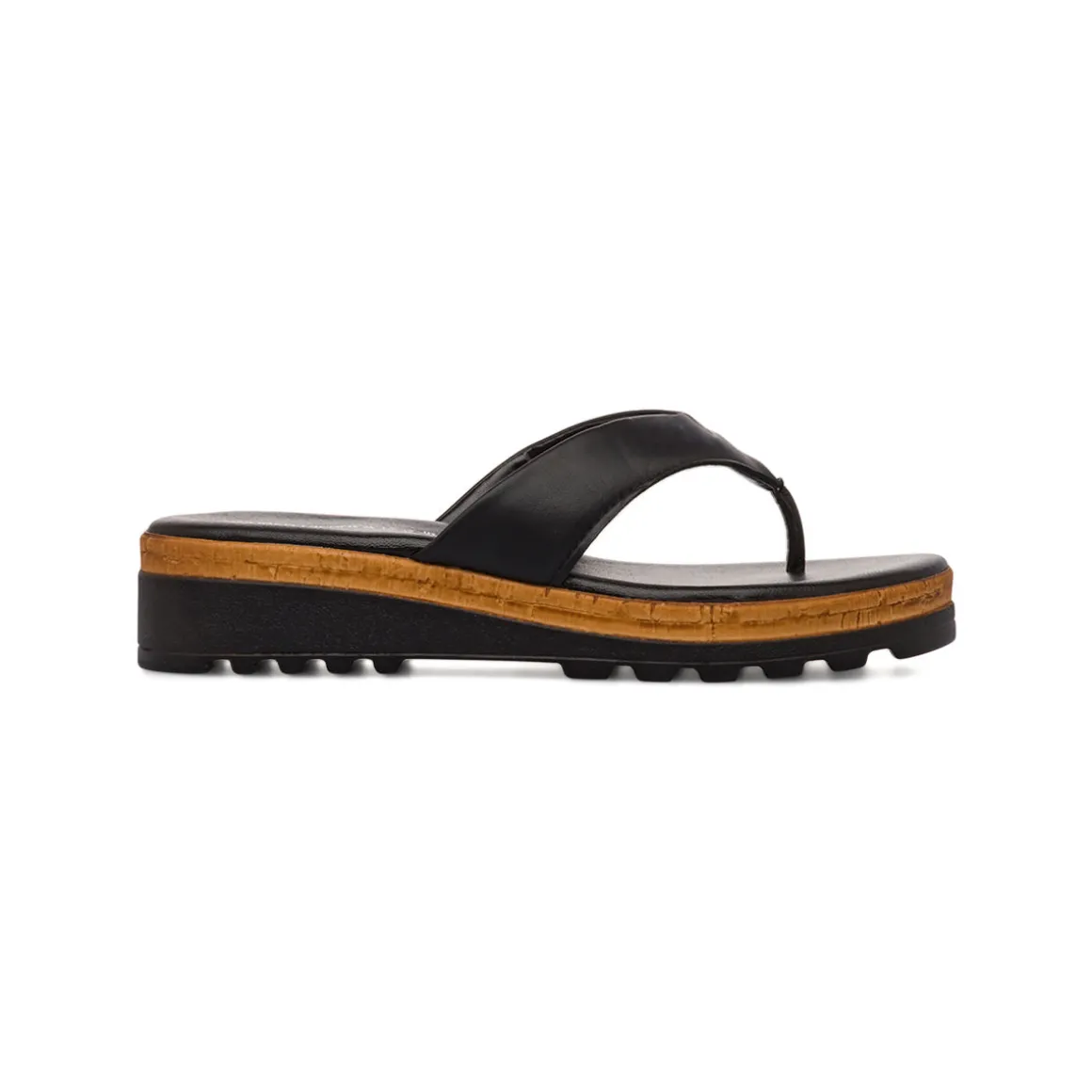 Infradito nere da Donna in pelle con suola platform Primopiano