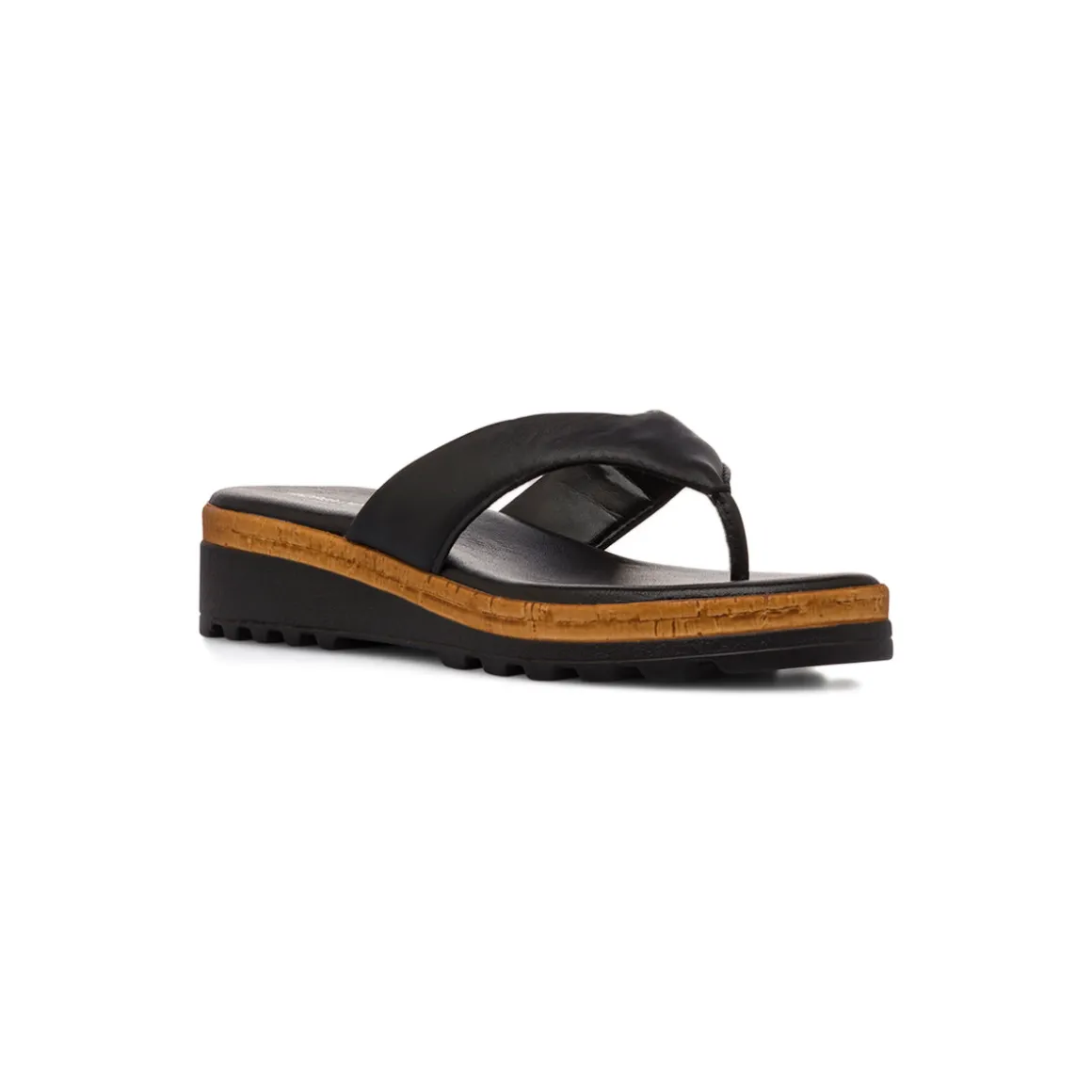 Infradito nere da Donna in pelle con suola platform Primopiano