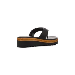 Infradito nere da Donna in pelle con suola platform Primopiano