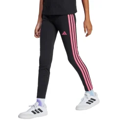 Leggings neri da Bambina con bande rosa adidas JG 3S LEG 230