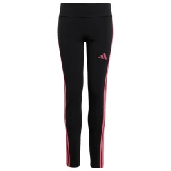 Leggings neri da Bambina con bande rosa adidas JG 3S LEG 230