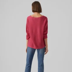 Maglia fucsia da Donna a costine sottili con maniche ampie Vero Moda