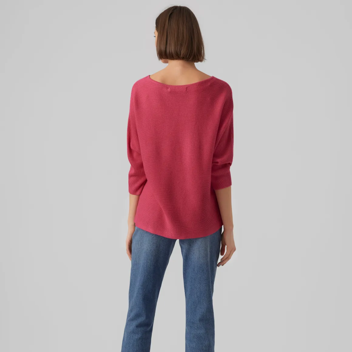 Maglia fucsia da Donna a costine sottili con maniche ampie Vero Moda