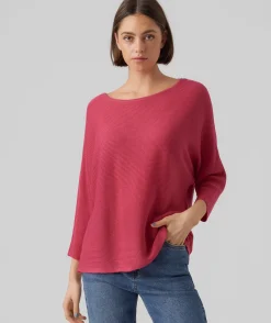 Maglia fucsia da Donna a costine sottili con maniche ampie Vero Moda