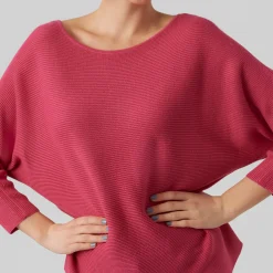 Maglia fucsia da Donna a costine sottili con maniche ampie Vero Moda