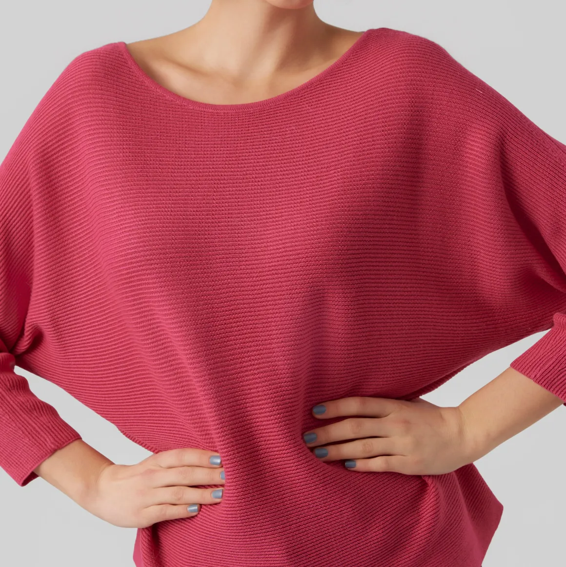 Maglia fucsia da Donna a costine sottili con maniche ampie Vero Moda