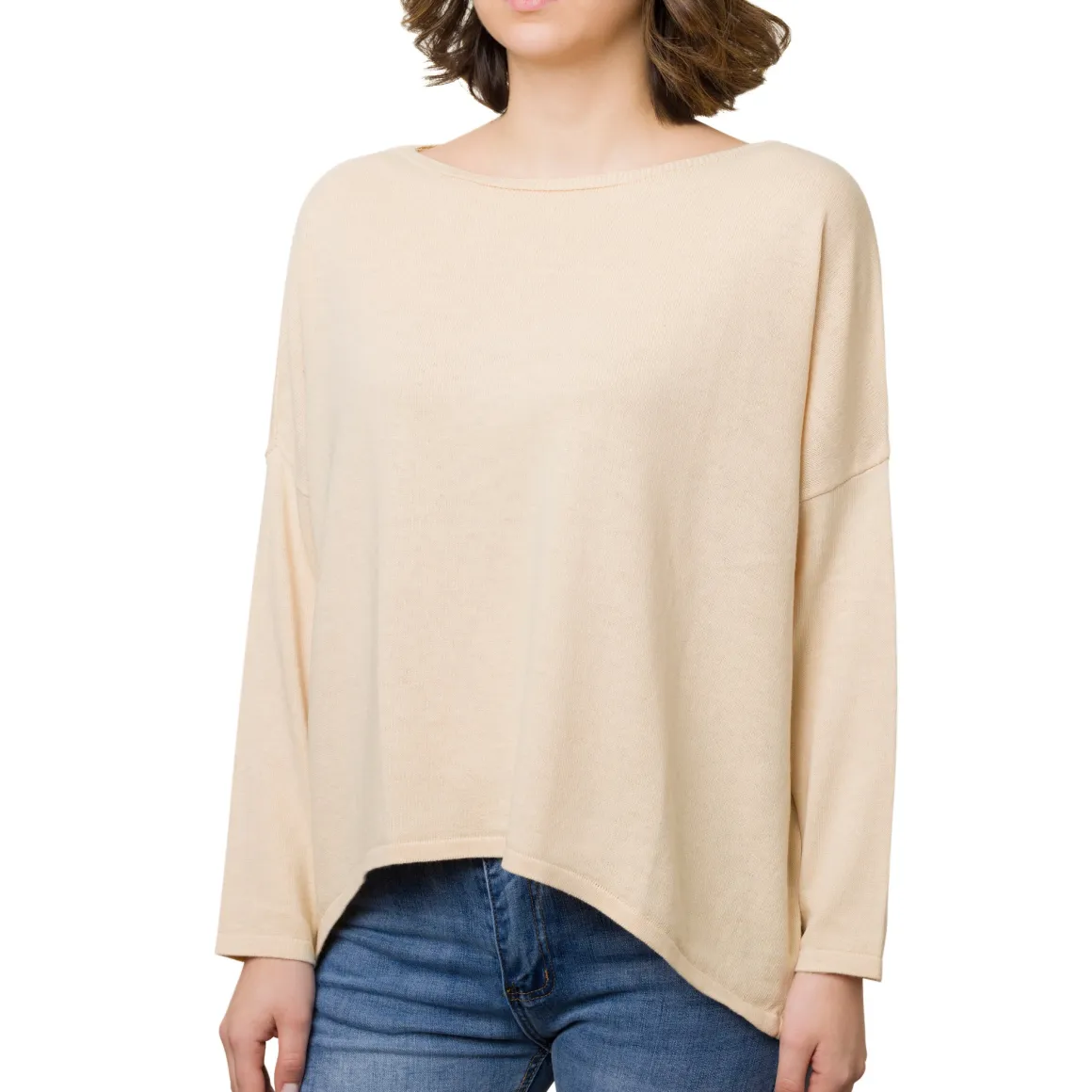 Maglioncino girocollo da donna beige Swish Jeans