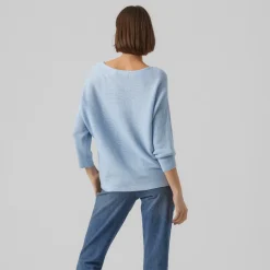Maglioncino leggero azzurro da Donna con trama a costine Vero Moda