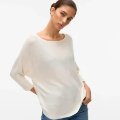 Maglioncino leggero bianco da Donna con trama a costine Vero Moda