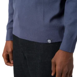 Maglione girocollo da uomo blu denim con tramatura nido d’ape Navy Sail