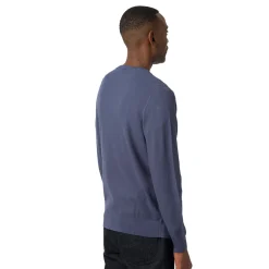 Maglione girocollo da uomo blu denim con tramatura nido d’ape Navy Sail