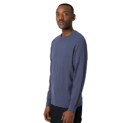 Maglione girocollo da uomo blu denim con tramatura nido d’ape Navy Sail