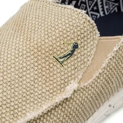 Mocassini beige da Uomo in tessuto canvas US Golf Club