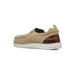 Mocassini beige da Uomo in tessuto canvas US Golf Club