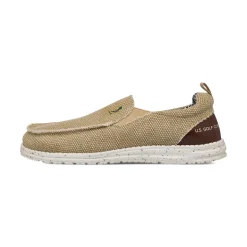 Mocassini beige da Uomo in tessuto canvas US Golf Club