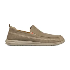 Mocassini Beige da Uomo in tessuto con inserti cuciti Glams