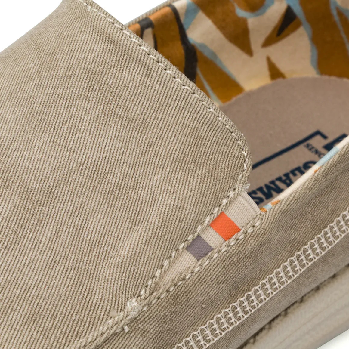 Mocassini Beige da Uomo in tessuto con inserti cuciti Glams
