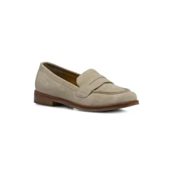 Mocassini Beige Donna effetto scamosciato con tacco Primopiano