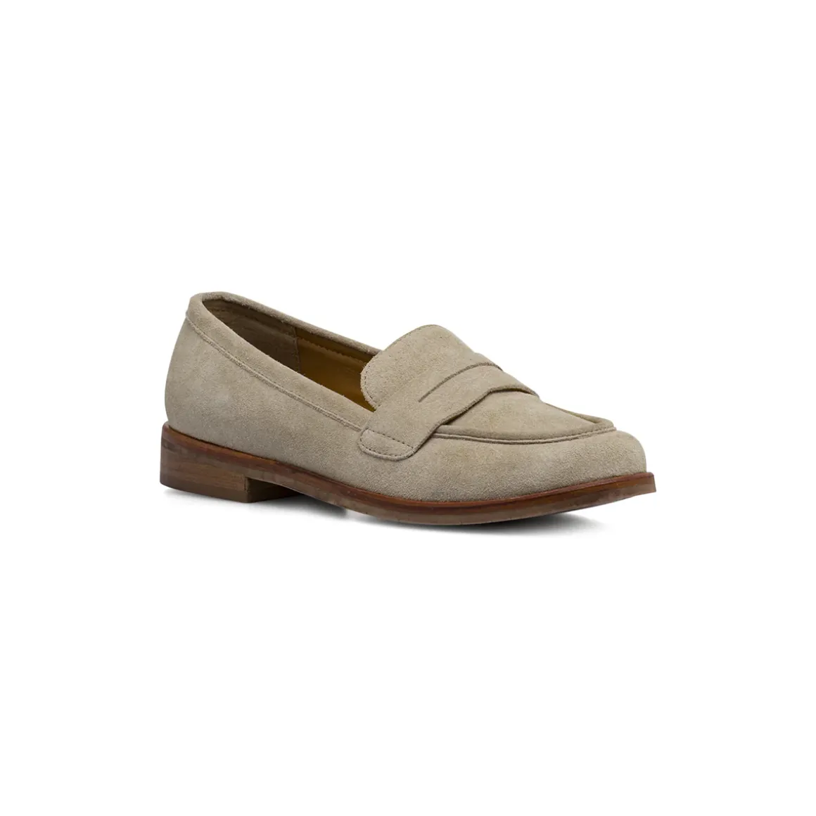 Mocassini Beige Donna effetto scamosciato con tacco Primopiano