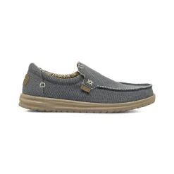 Mocassini blu da Uomo in tela on suola leggera Heydude Mikka Braided