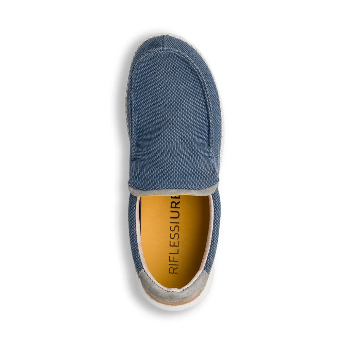 Mocassini blu da Uomo in tessuto effetto jeans Riflessi Urbani