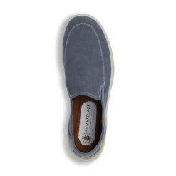 Mocassini blu Uomo in tela con inserto effetto scamosciato Lumberjack