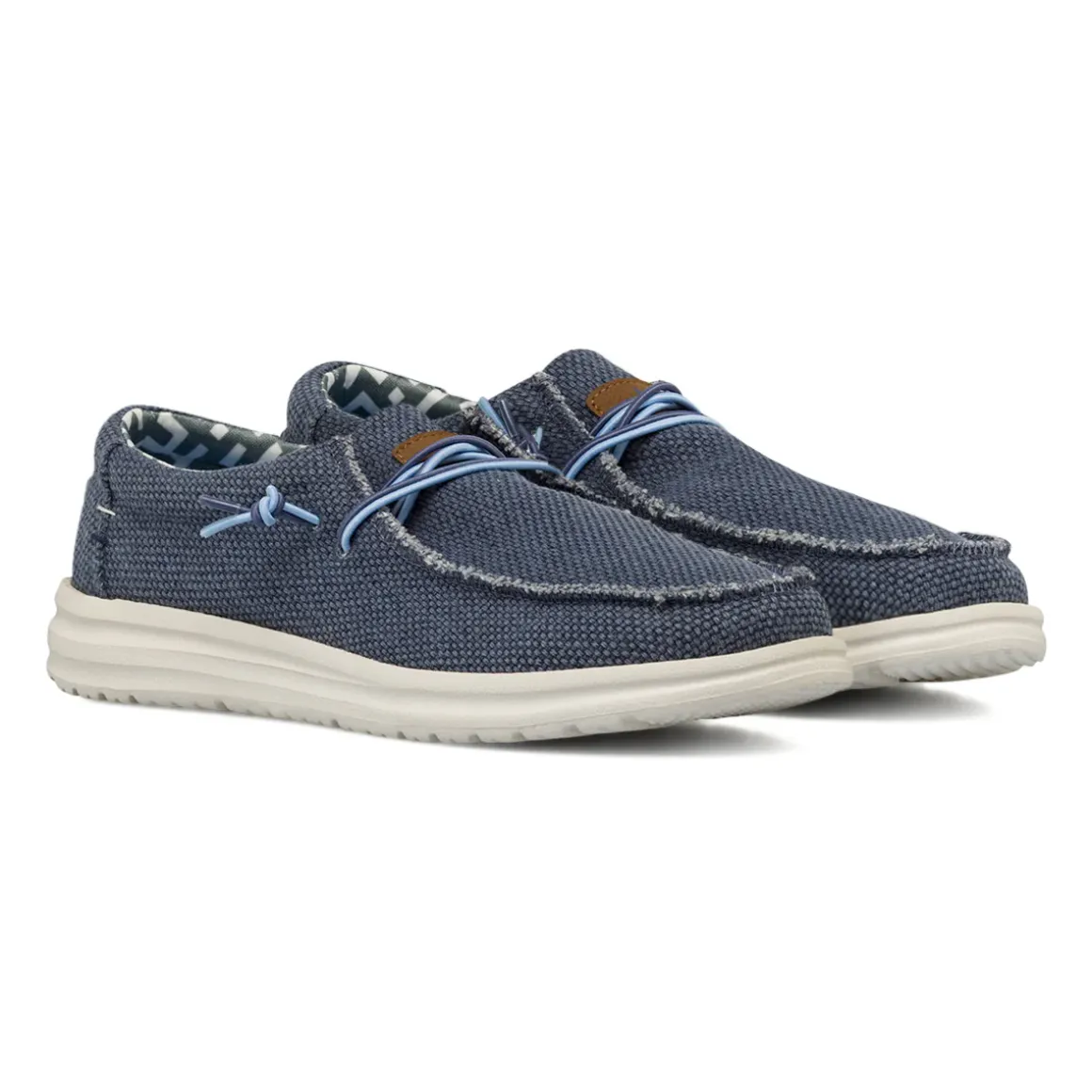 Mocassini casual Blu da Uomo in tela con lacci elastici Navigare