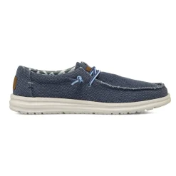 Mocassini casual Blu da Uomo in tela con lacci elastici Navigare