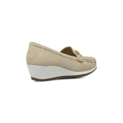 Mocassini comfort beige da Donna con zeppa e morsetto dorato P Soft