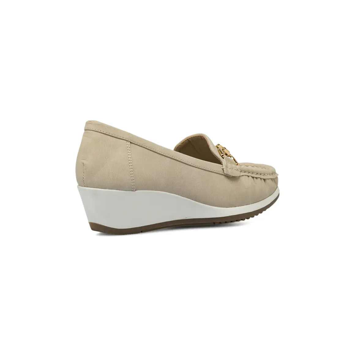 Mocassini comfort beige da Donna con zeppa e morsetto dorato P Soft