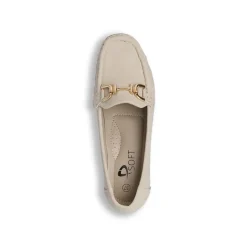 Mocassini comfort beige da Donna con zeppa e morsetto dorato P Soft