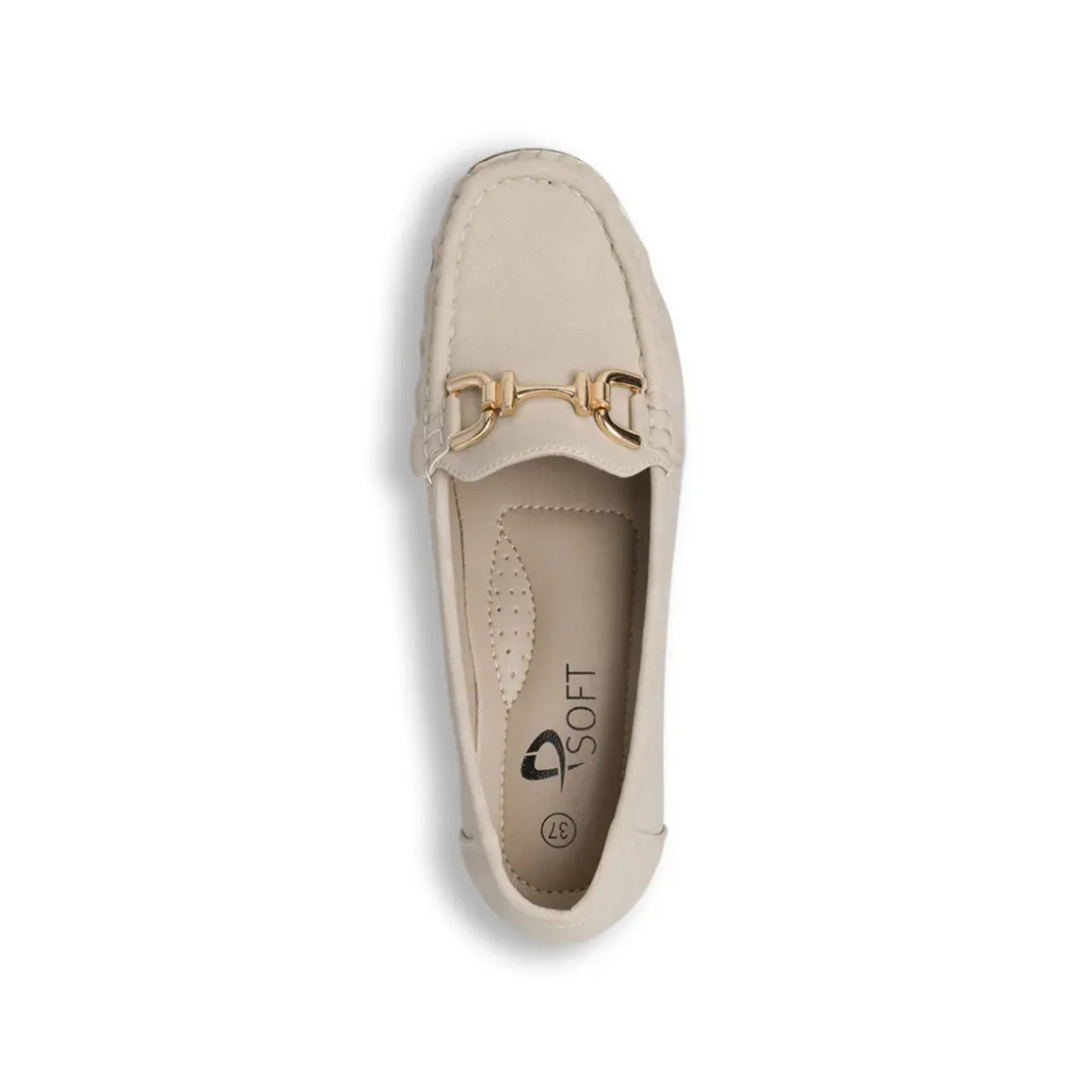 Mocassini comfort beige da Donna con zeppa e morsetto dorato P Soft
