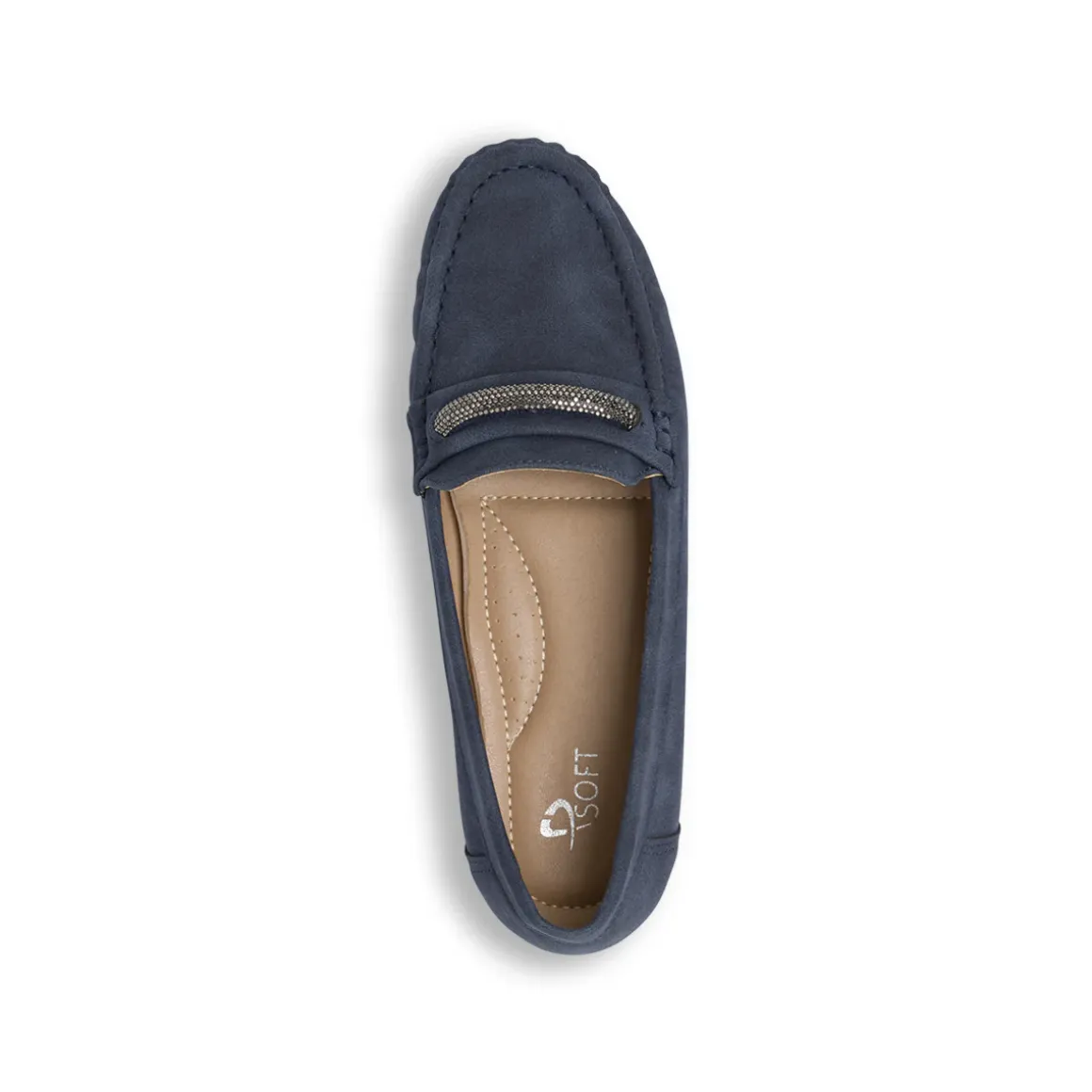 Mocassini comfort da donna blu P Soft con dettaglio strass