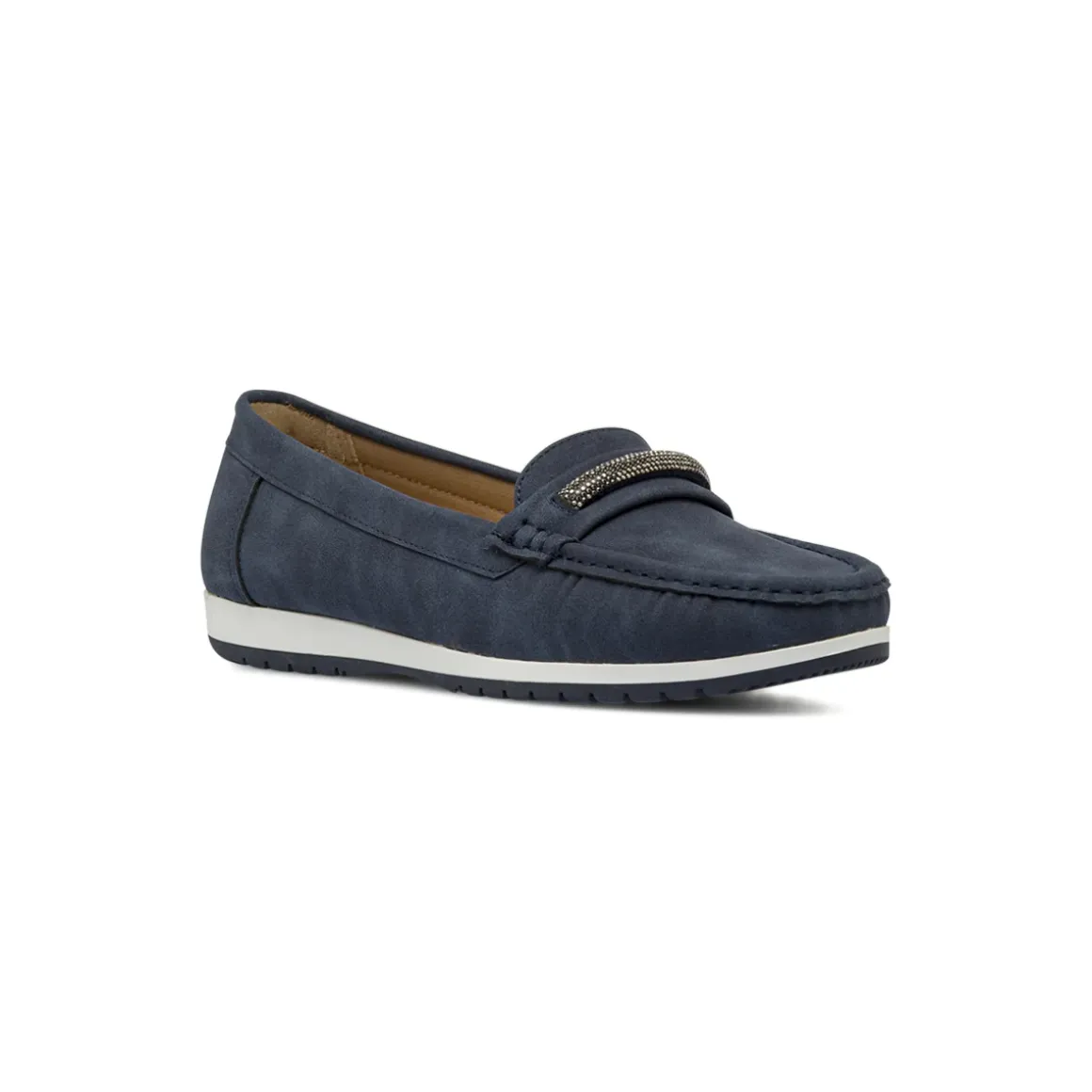 Mocassini comfort da donna blu P Soft con dettaglio strass