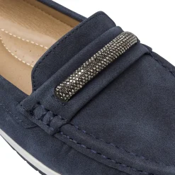 Mocassini comfort da donna blu P Soft con dettaglio strass