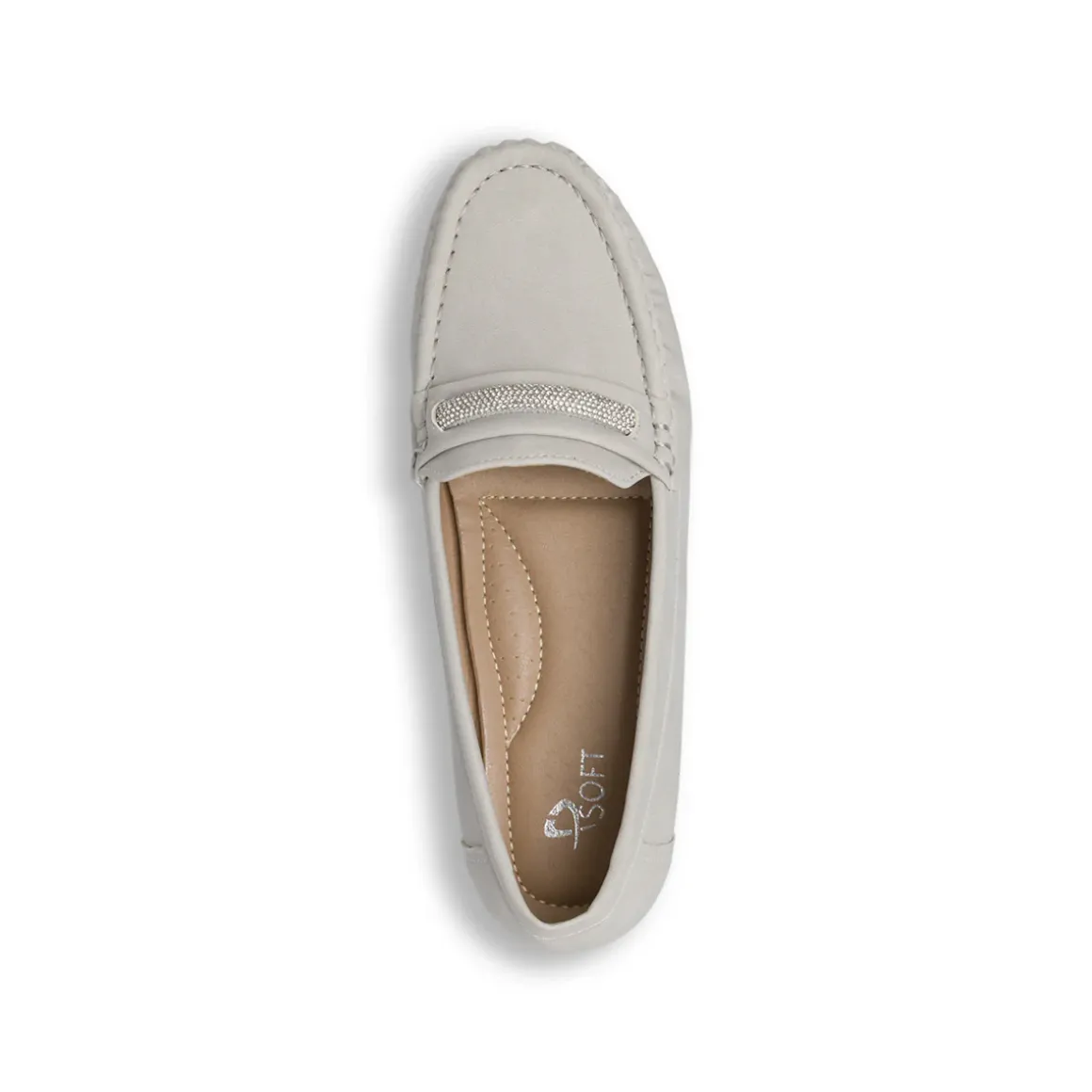 Mocassini comfort da donna grigi con fascia di strass P Soft