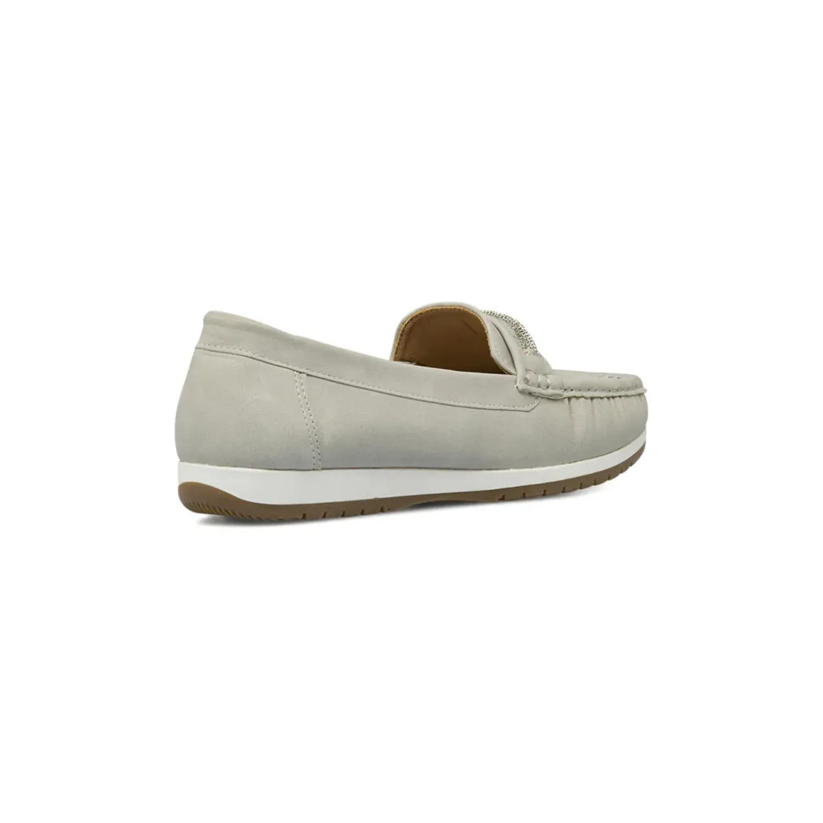 Mocassini comfort da donna grigi con fascia di strass P Soft
