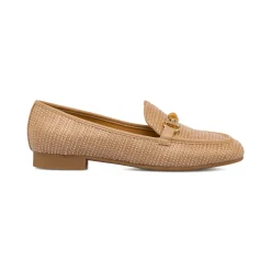 Mocassini da donna beige comodi e flessibili in rafia con morsetto P Smart