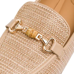 Mocassini da donna beige comodi e flessibili in rafia con morsetto P Smart