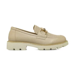 Mocassini da donna beige con dettaglio tomaia traforata Lora Ferres