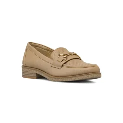 Mocassini da donna beige traforati con morsetto metallico Lora Ferres
