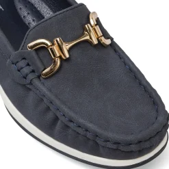 Mocassini da Donna blu con morsetto dorato e zeppa P Soft