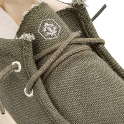 Mocassini d Uomo in tessuto verde militare con soletta in pelle Lumberjack